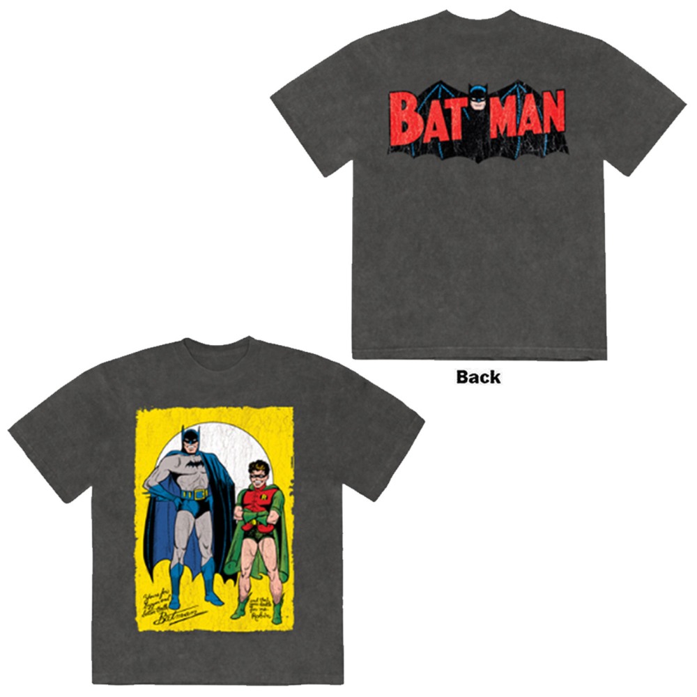 DC Comics Batman - Batman with Robin Classic Logo Heren Tshirt - Grijs